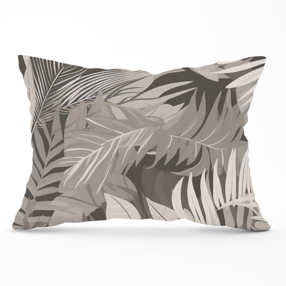 Grey Brown Tropical Leaves Cushions