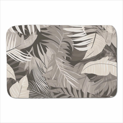 Grey Brown Tropical Leaves Sherpa Blanket