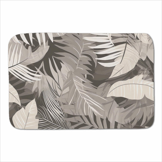 Grey Brown Tropical Leaves Sherpa Blanket