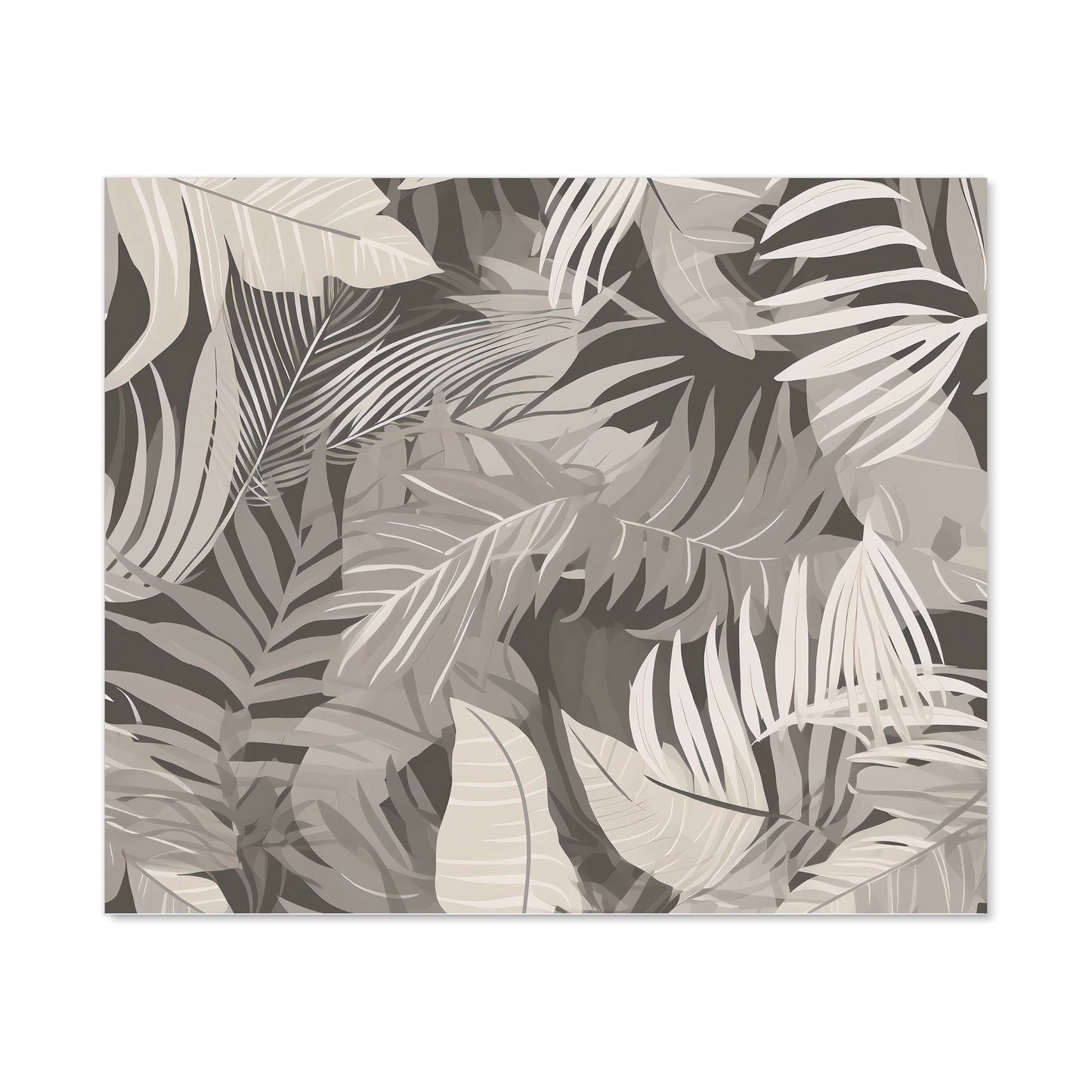 Grey Brown Tropical Leaves Kitchen Splashback