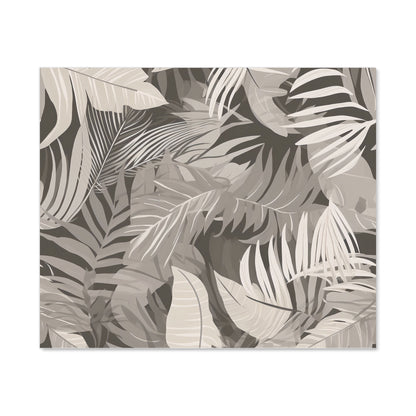 Grey Brown Tropical Leaves Kitchen Splashback
