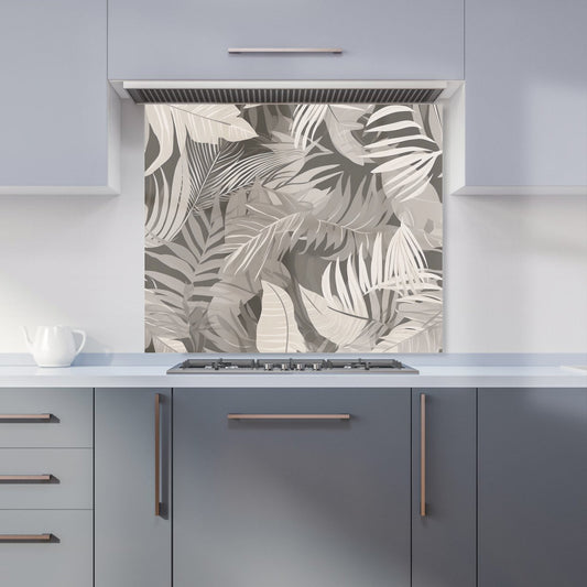 Grey Brown Tropical Leaves Kitchen Splashback