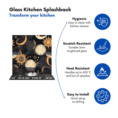 Gold Sun and Moon Kitchen Splashback