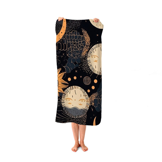 Gold Sun and Moon Beach Towel
