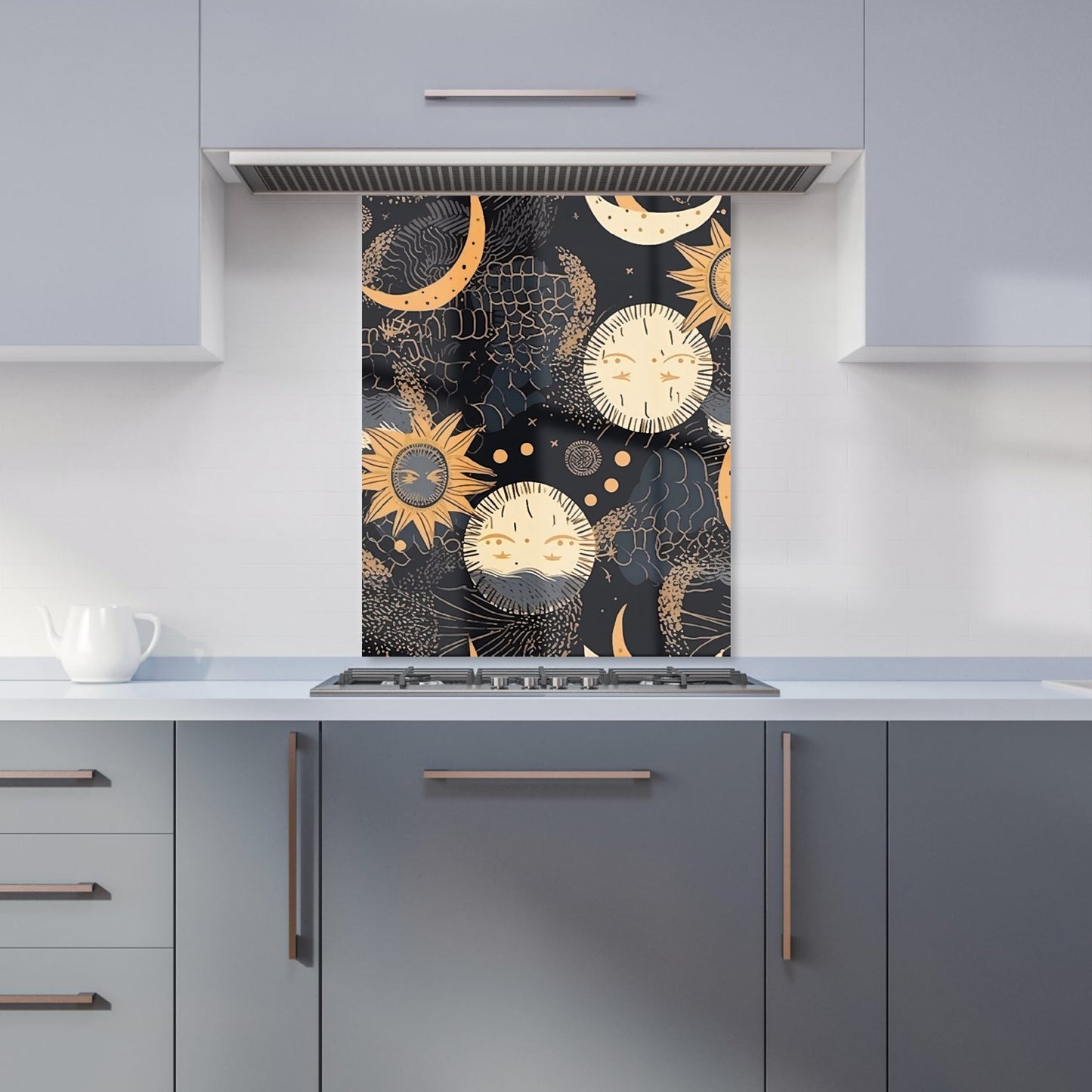Gold Sun and Moon Kitchen Splashback