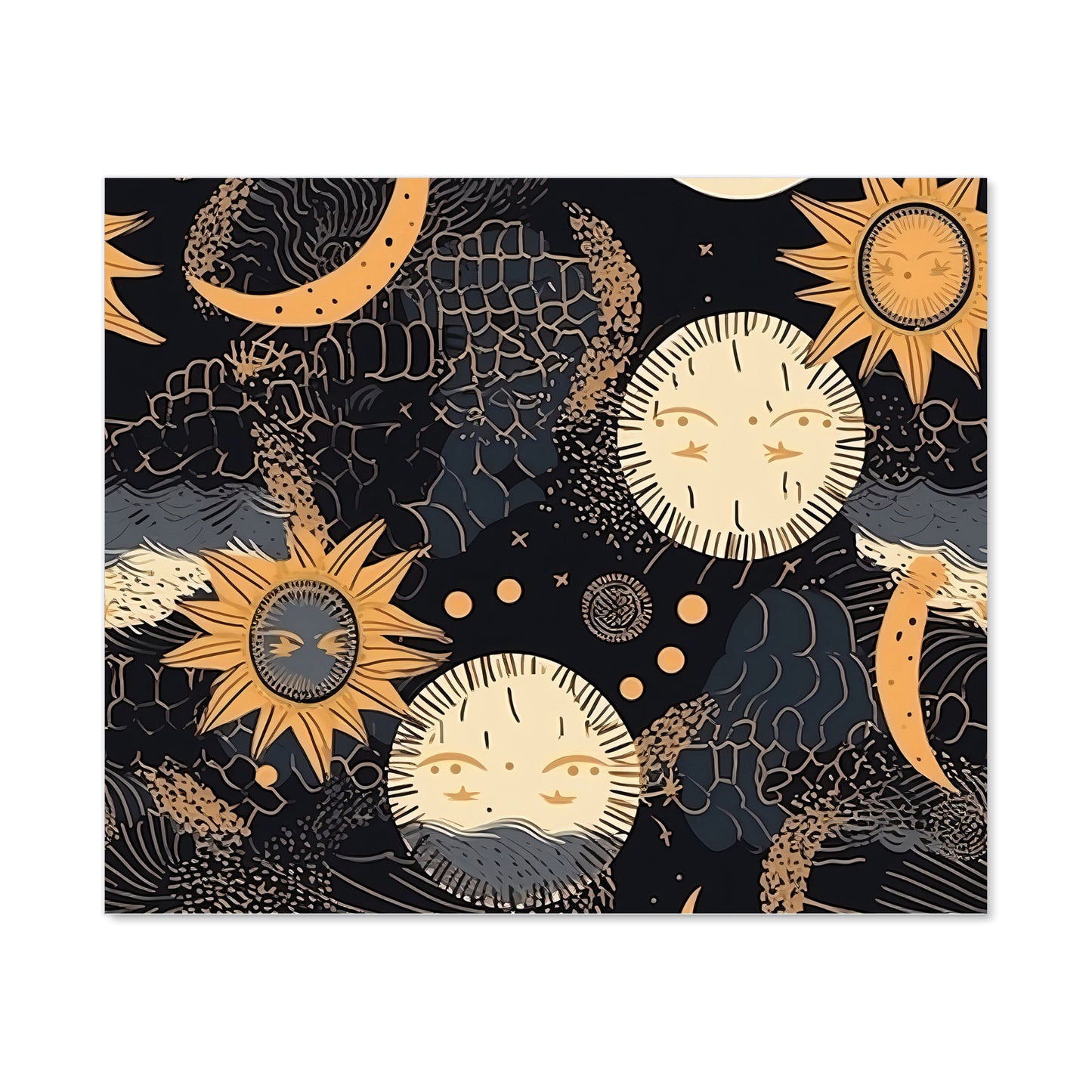 Gold Sun and Moon Kitchen Splashback