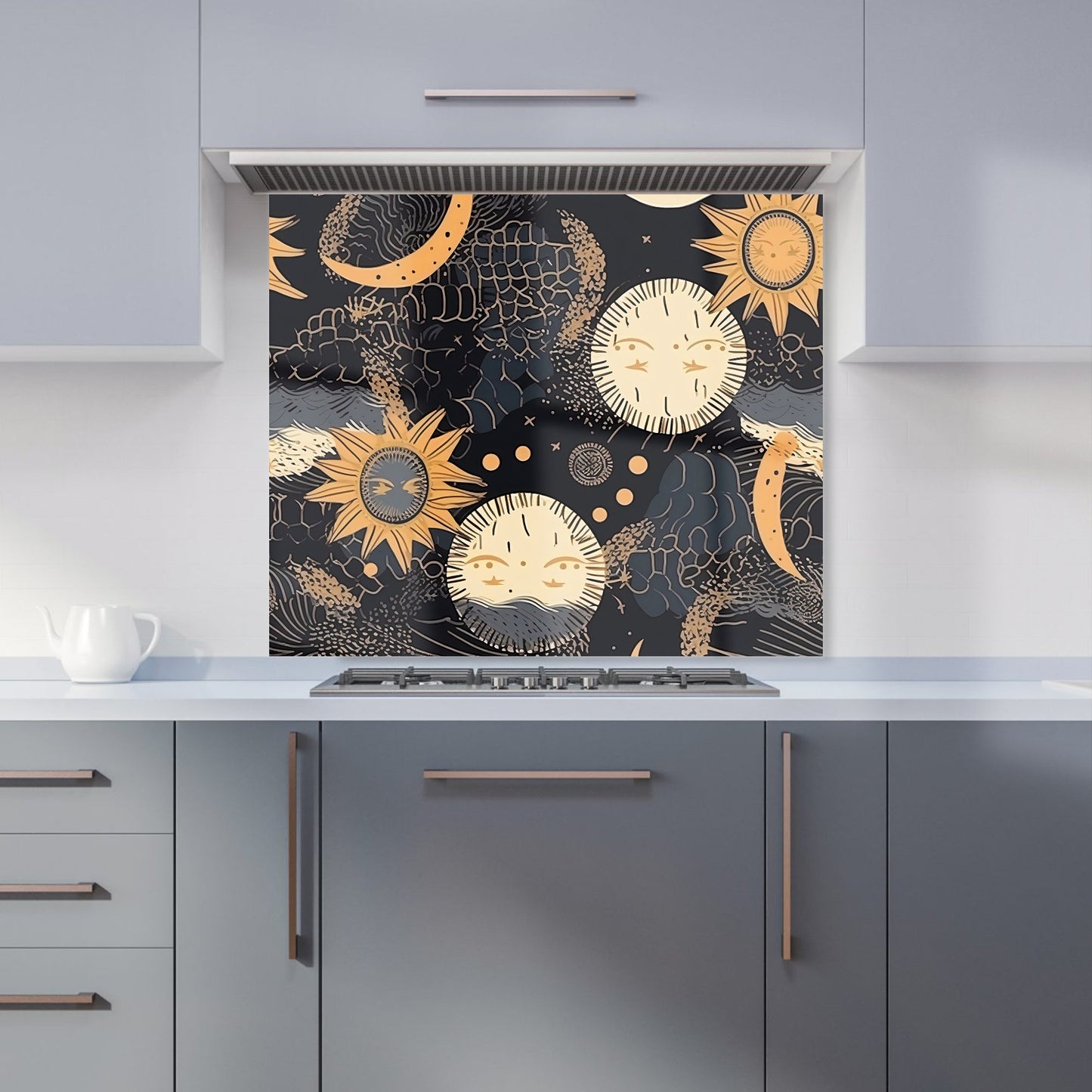 Gold Sun and Moon Kitchen Splashback