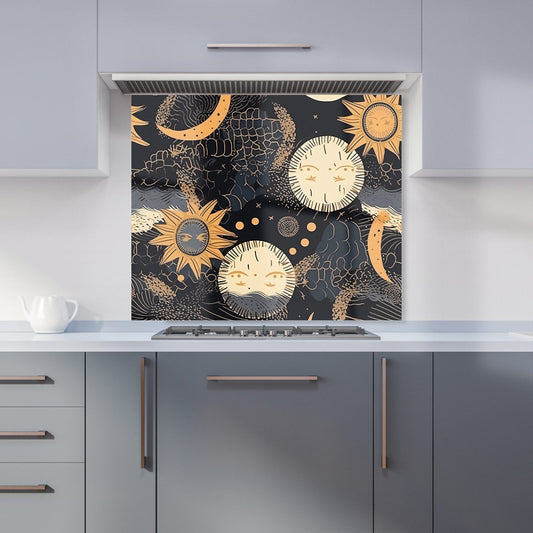 Gold Sun and Moon Kitchen Splashback