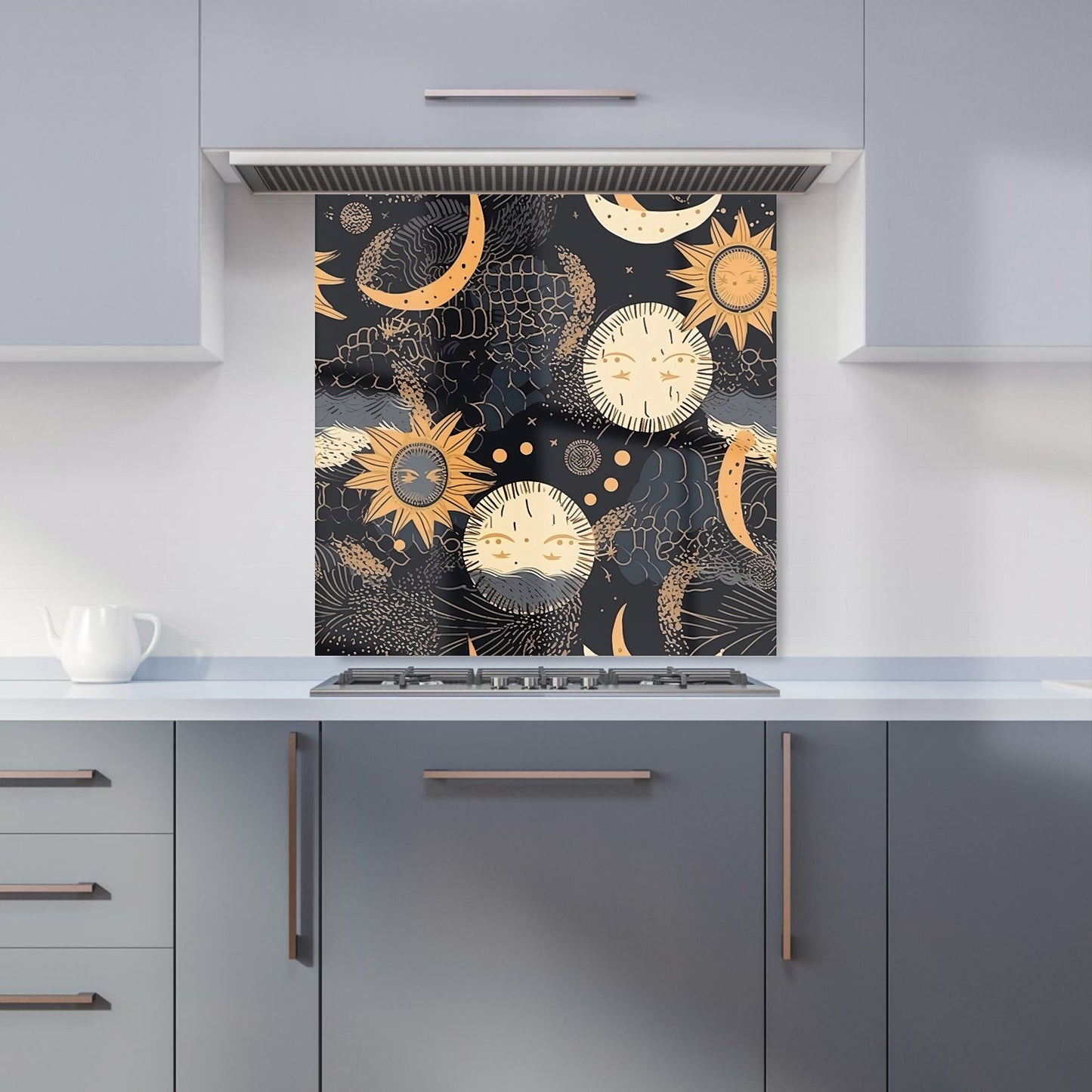 Gold Sun and Moon Kitchen Splashback