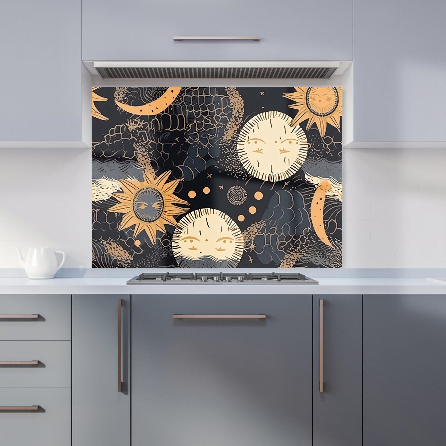 Gold Sun and Moon Kitchen Splashback