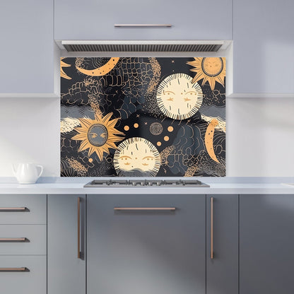 Gold Sun and Moon Kitchen Splashback