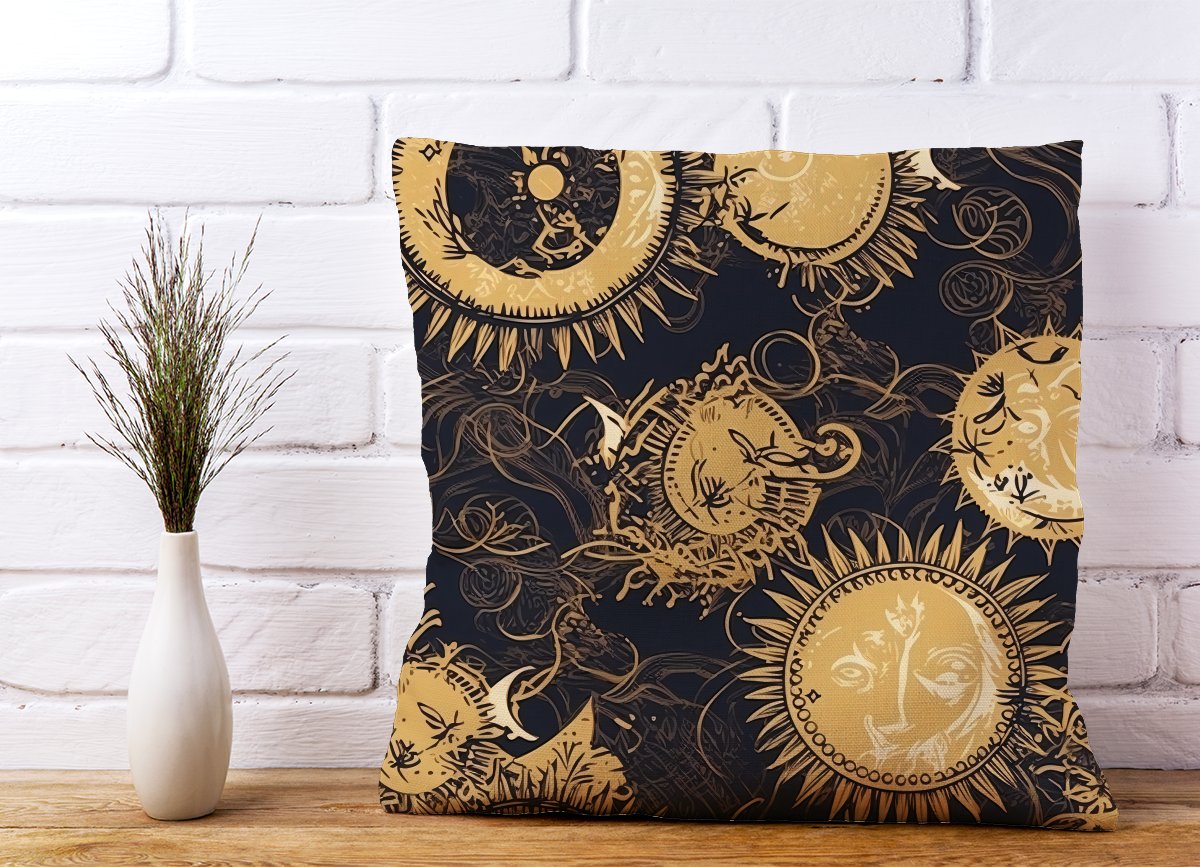 Moon and Sun Gold Blue Cushions