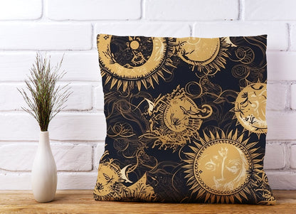 Moon and Sun Gold Blue Cushions