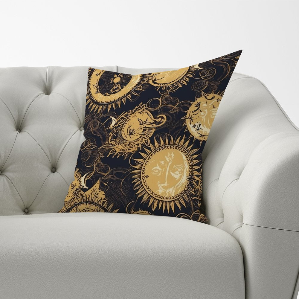 Moon and Sun Gold Blue Cushions
