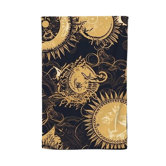 Moon and Sun Gold Blue Tea Towel