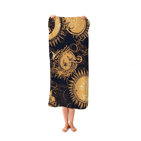 Moon and Sun Gold Blue Beach Towel
