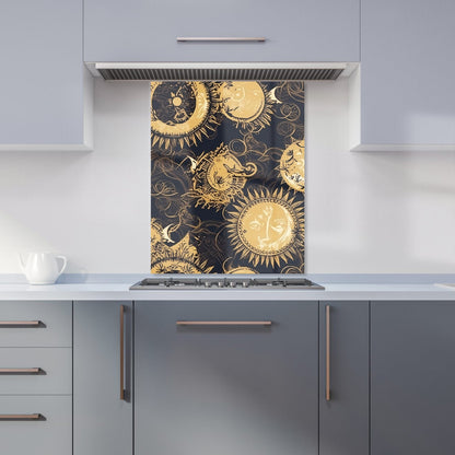 Moon and Sun Gold Blue Kitchen Splashback