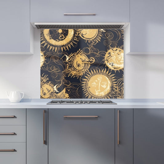 Moon and Sun Gold Blue Kitchen Splashback