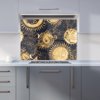 Moon and Sun Gold Blue Kitchen Splashback