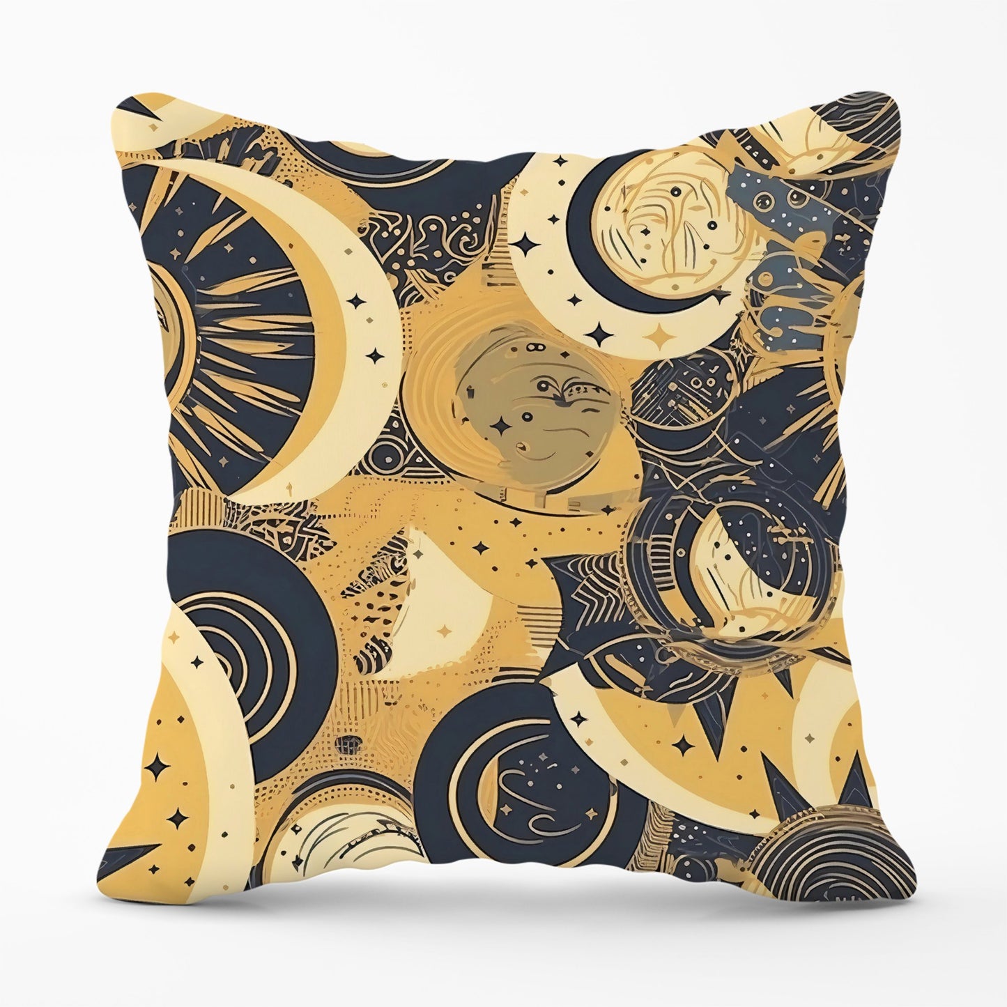 Blue Gold Moon and Sun Cushions