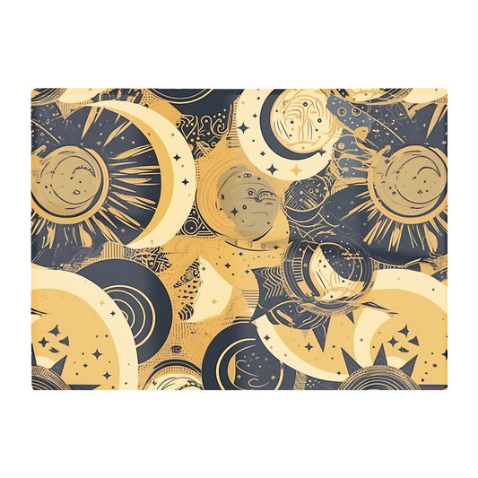 Blue Gold Moon And Sun Glass Chopping Board