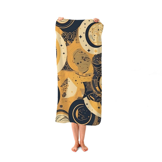 Blue Gold Moon and Sun Beach Towel