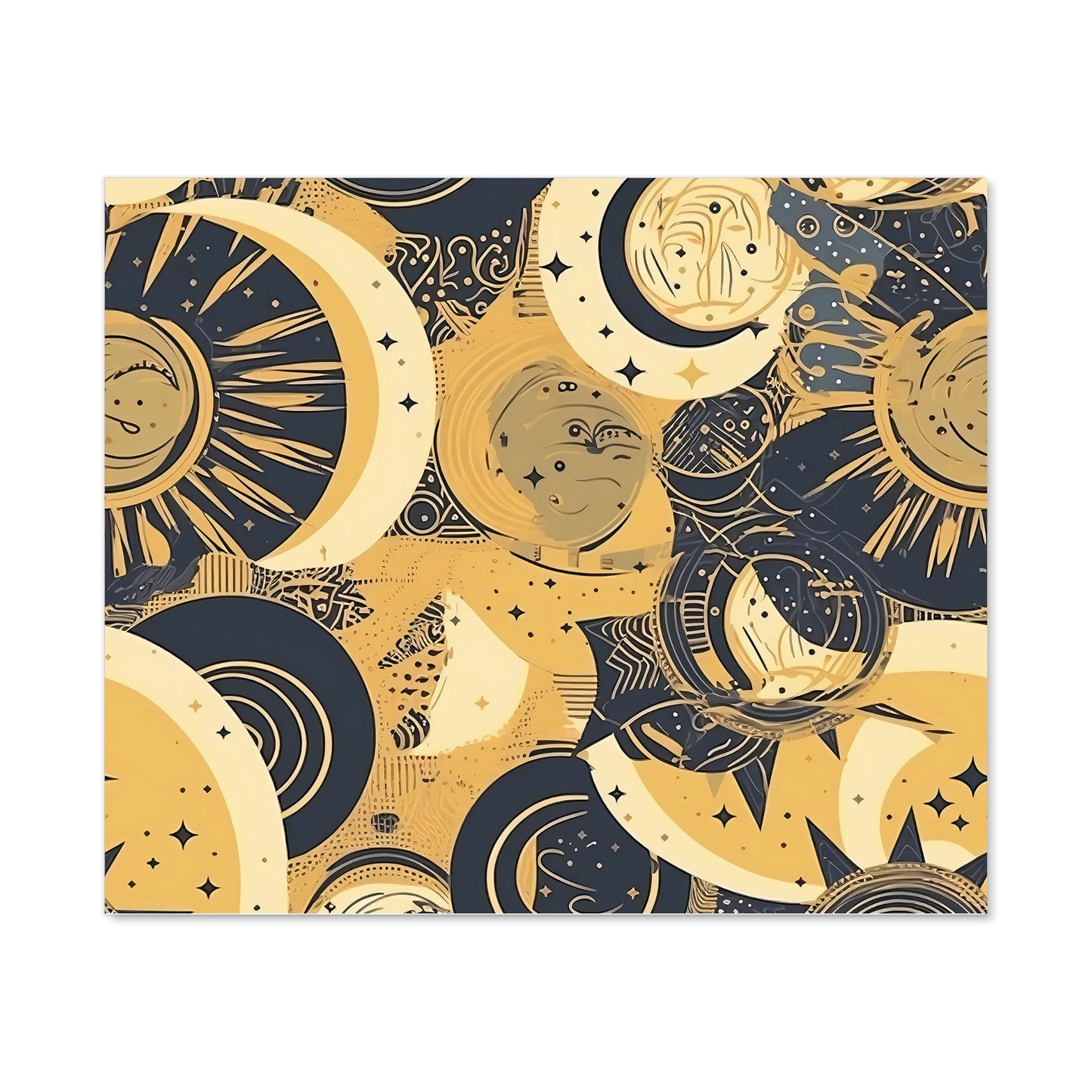 Blue Gold Moon and Sun Kitchen Splashback