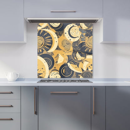 Blue Gold Moon and Sun Kitchen Splashback