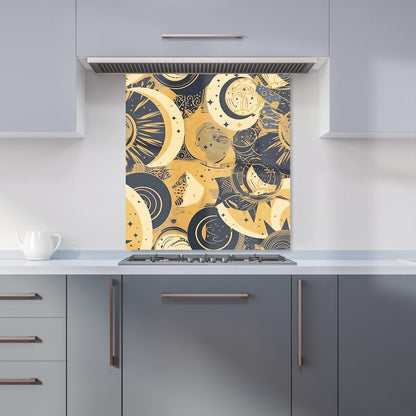 Blue Gold Moon and Sun Kitchen Splashback