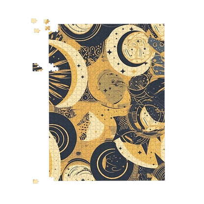 Blue Gold Moon and Sun Jigsaw Puzzle