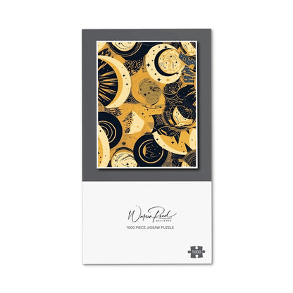 Blue Gold Moon and Sun Jigsaw Puzzle