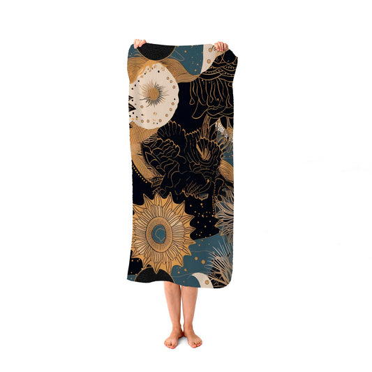 Abstract Blue Gold Moon Sun Beach Towel