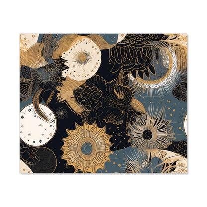 Abstract Blue Gold Moon Sun Kitchen Splashback