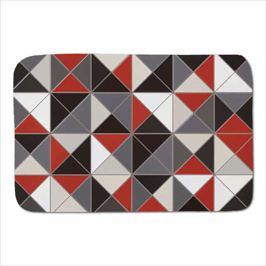 Grey Red Triangle Geometric Sherpa Blanket