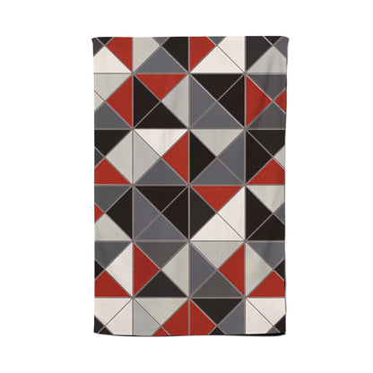 Grey Red Triangle Geometric Tea Towel