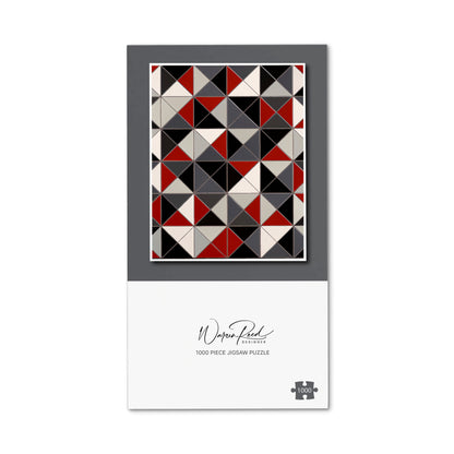 Grey Red Triangle Geometric Jigsaw Puzzle