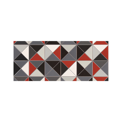 Grey Red Triangle Geometric Glass Bathroom Splashback