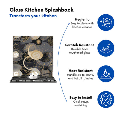 Abstract Silver Gold Sun and Moon Kitchen Splashback
