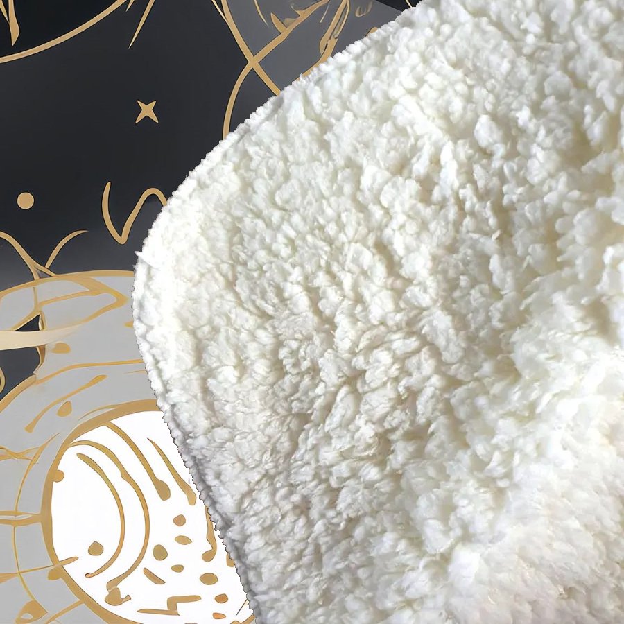 Abstract Silver Gold Sun and Moon Sherpa Blanket