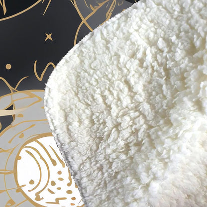 Abstract Silver Gold Sun and Moon Sherpa Blanket