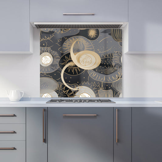 Abstract Silver Gold Sun and Moon Kitchen Splashback
