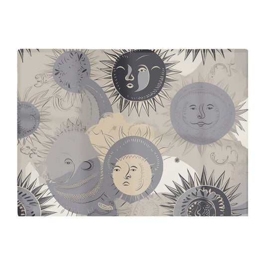 Grey Black Abstract Moon And Sun Glass Chopping Board