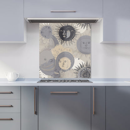 Grey Black Abstract Moon and Sun Kitchen Splashback