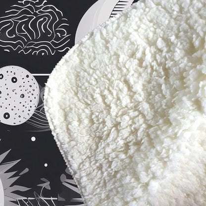Abstract Black White Moon and Sun Sherpa Blanket