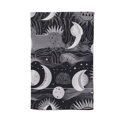 Abstract Black White Moon and Sun Tea Towel