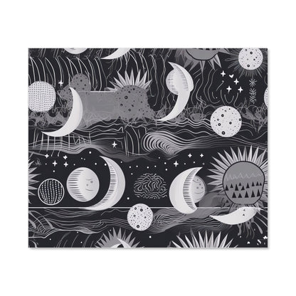 Abstract Black White Moon and Sun Kitchen Splashback