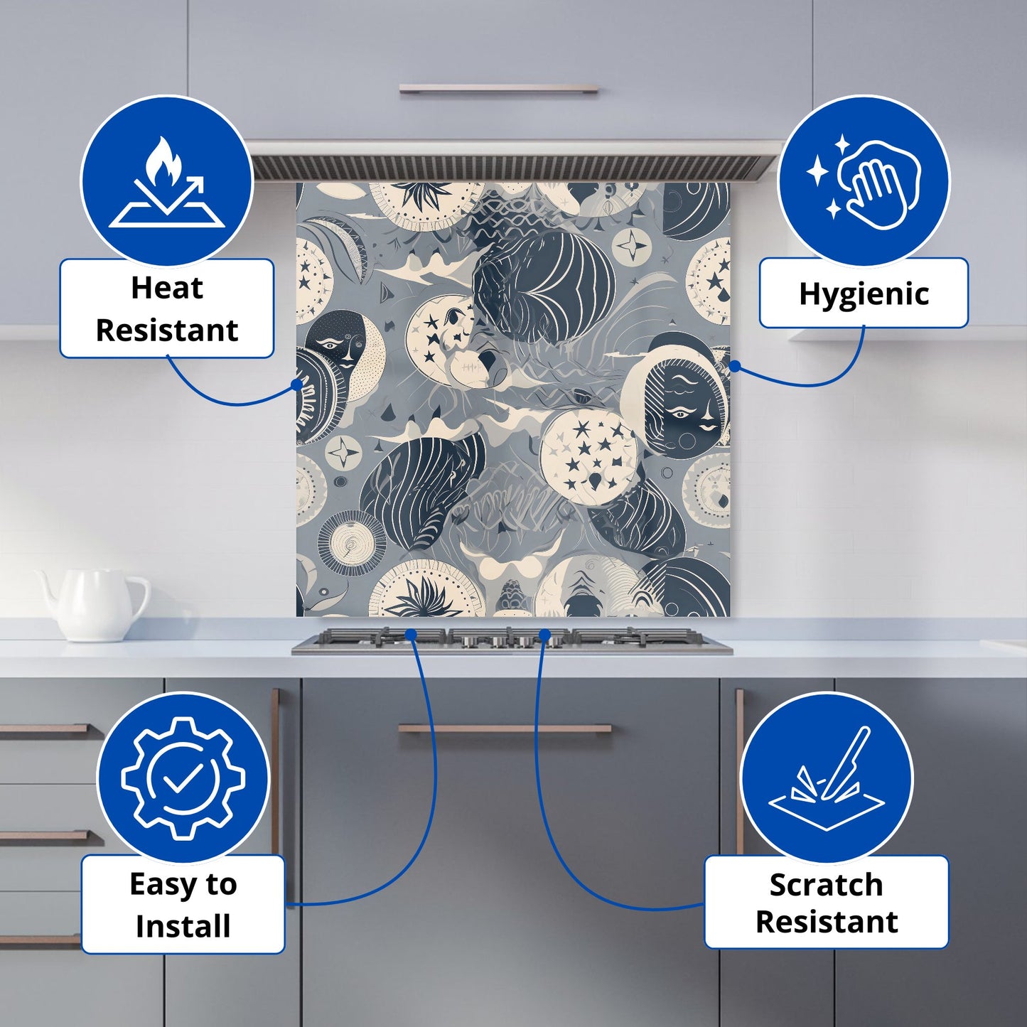 Abstract Moon and Stars Kitchen Splashback