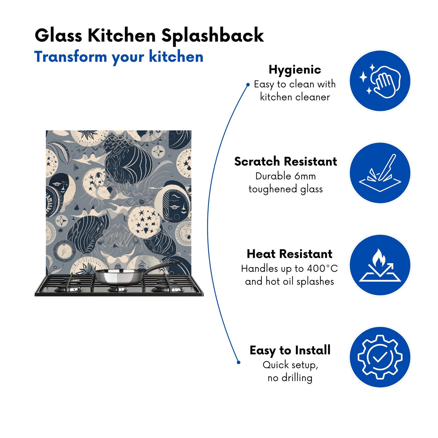 Abstract Moon and Stars Kitchen Splashback