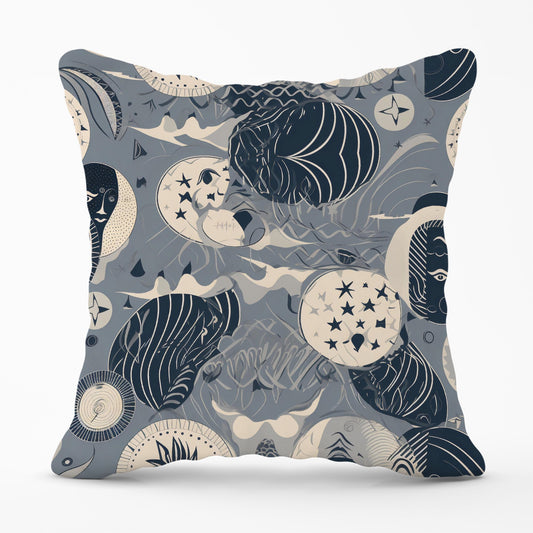 Abstract Moon and Stars Cushions
