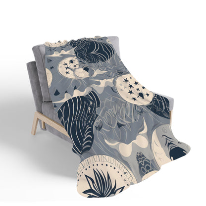 Abstract Moon and Stars Sherpa Blanket